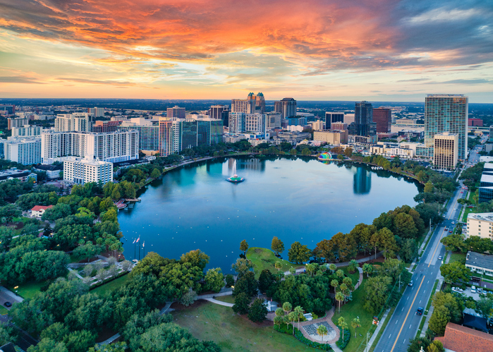 Lake Eola and the downtown Orlando skyline